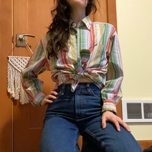 Vintage Faconnable Colorful Striped Button-Down - Picture 5 of 15